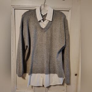 Time and Tru White Shirt & Gray Sweater One-piece Size Large